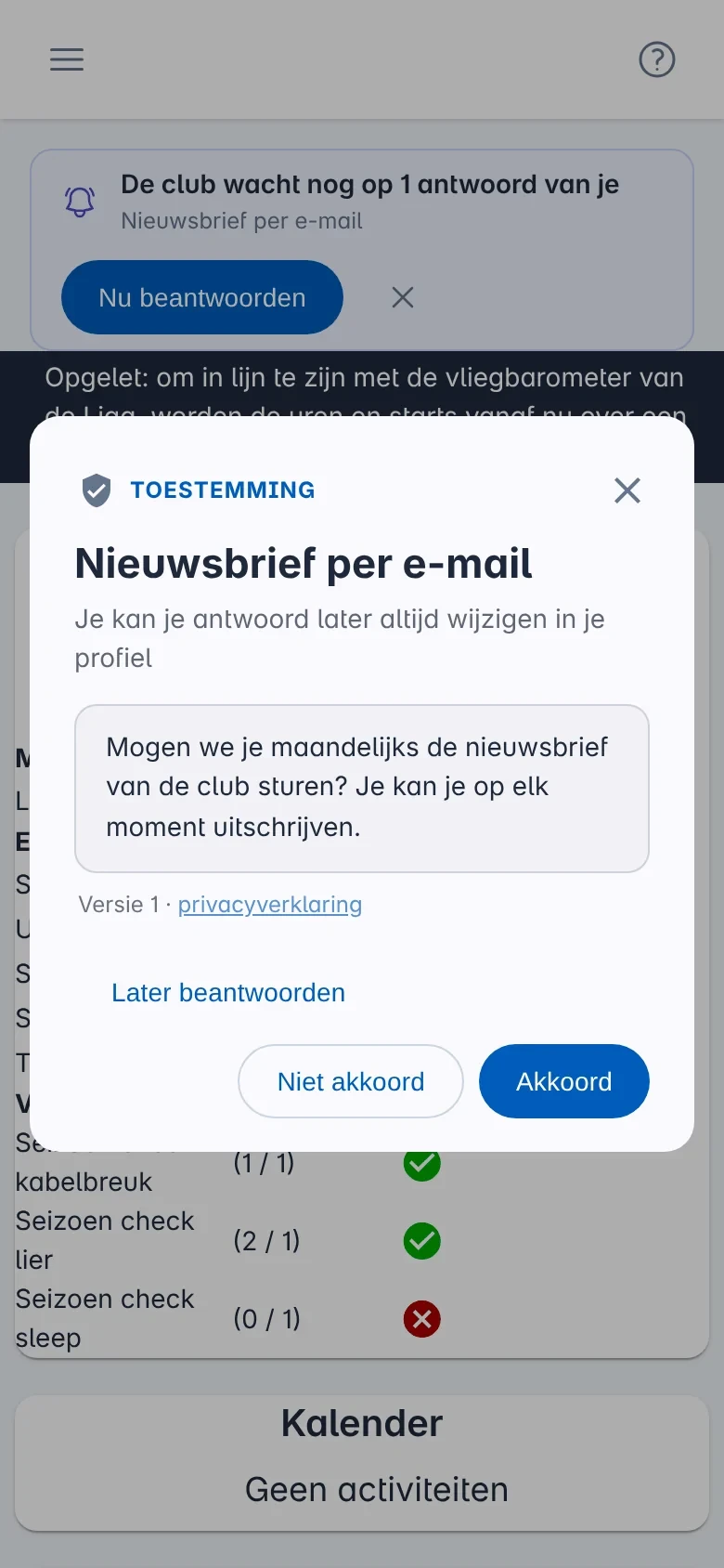 Een vraag om toestemming op een gsm